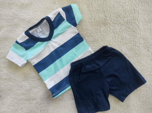 PB0331 REMERA RAYADA Y SHORT BEBÉ (ilovebaby)